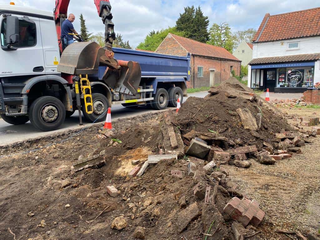 This is a photo of a dig out being carried out for the installation of a new tarmac driveway. Works being carried out by NS Driveways Camberley